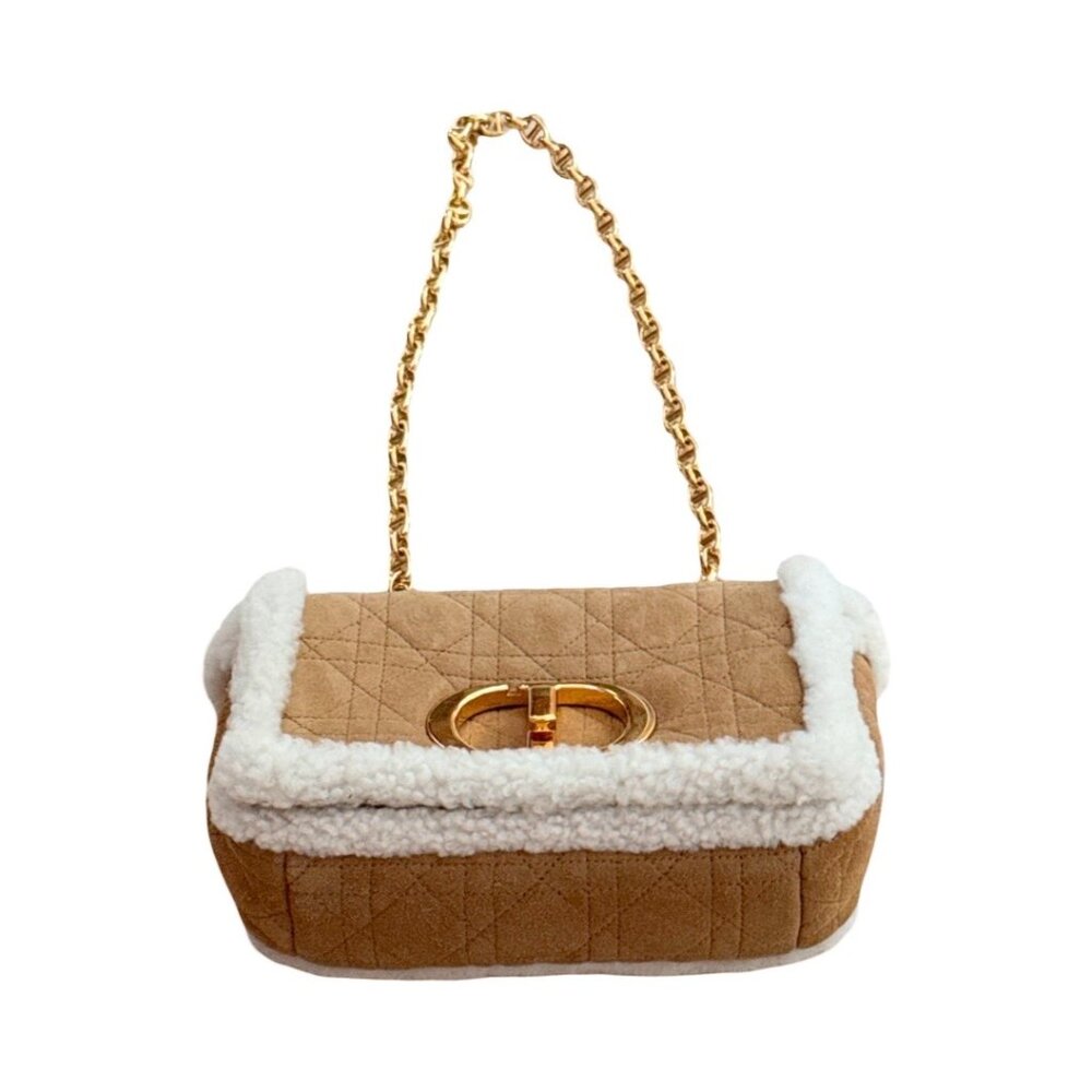 CHRISTIAN DIOR CANNAGE QUILTED SHEARLING FUR CARO BAG - Picture 2 of 12